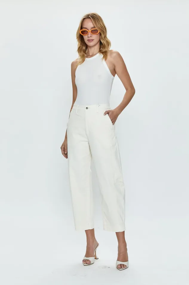 Pistola Denim Eli High Rise Arched Trouser 8211 Eggshell Women Pants