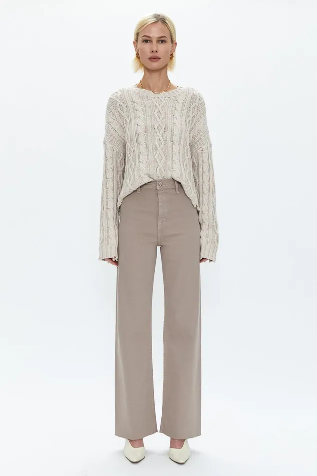Pistola Denim Eva Crew Neck Sweater 8211 Dove Cable Women Tops