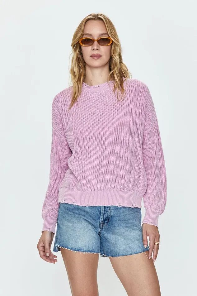 Pistola Denim Eva Crew Neck Sweater 8211 Sandwashed Pink Women Sweaters and Knits