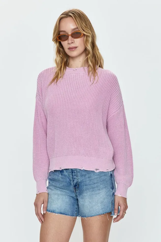 Pistola Denim Eva Crew Neck Sweater 8211 Sandwashed Pink Women Sweaters and Knits