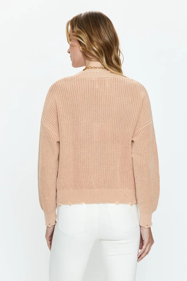 Pistola Denim Eva Crew Neck Sweater 8211 Sandwashed Tan Women Sweaters and Knits