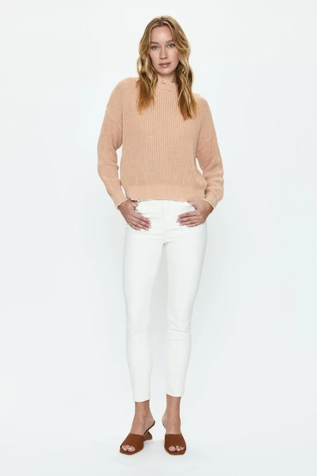 Pistola Denim Eva Crew Neck Sweater 8211 Sandwashed Tan Women Sweaters and Knits