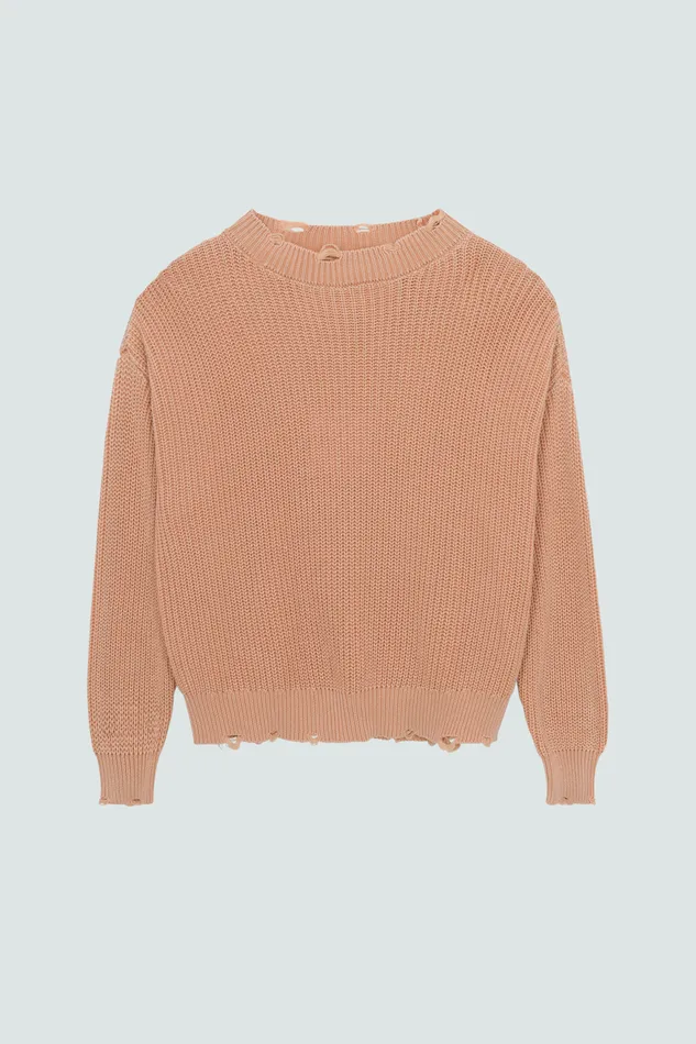 Pistola Denim Eva Crew Neck Sweater 8211 Sandwashed Tan Women Sweaters and Knits