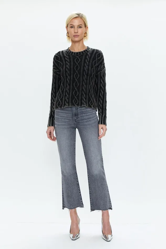 Pistola Denim Eva Pullover Sweater 8211 Sandwashed Black Women Sweaters and Knits
