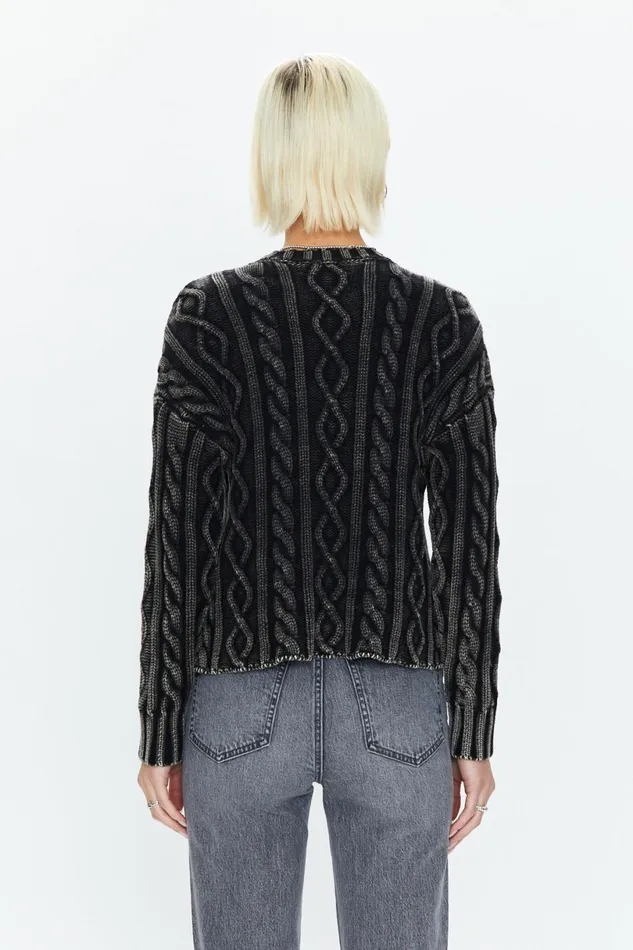 Pistola Denim Eva Pullover Sweater 8211 Sandwashed Black Women Sweaters and Knits