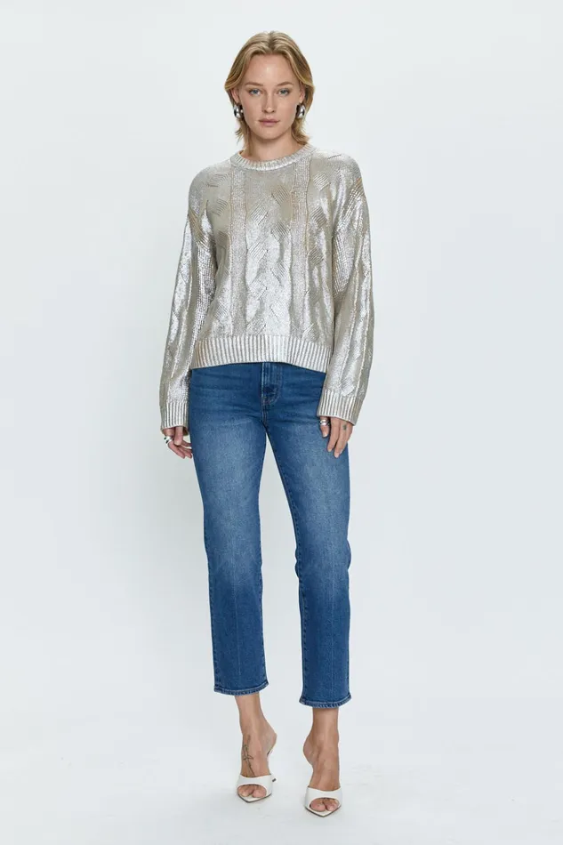 Pistola Denim Everly Cable Sweater 8211 Gilded Castle Women Sweaters and Knits