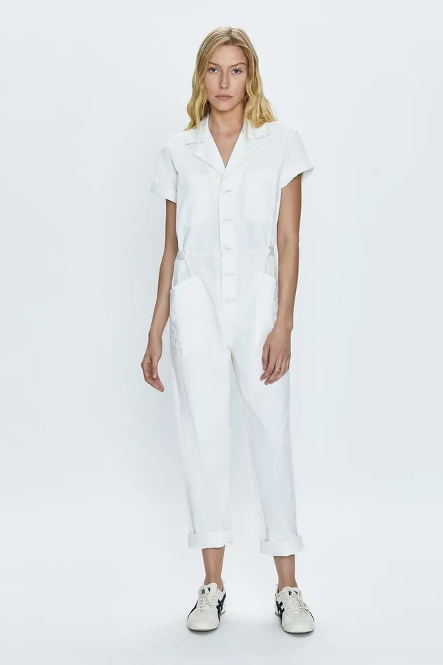 Pistola Denim Grover Short Sleeve Field Suit 8211 Alabaster Women Jumpsuits and Rompers Pistola Denim Grover Short Sleeve Field Suit 8211 Alabaster Women Jumpsuits and Rompers