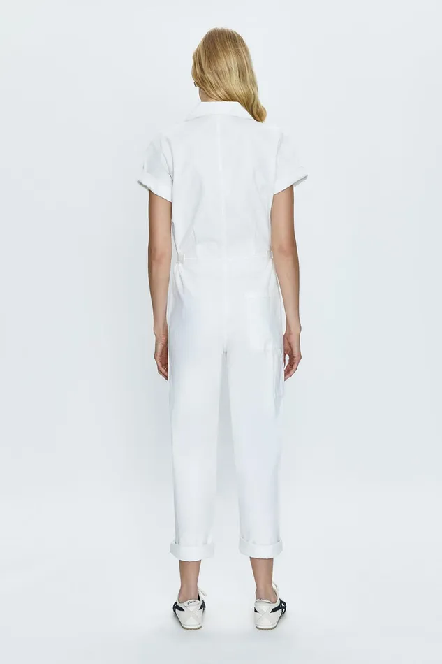 Pistola Denim Grover Short Sleeve Field Suit 8211 Alabaster Women Jumpsuits and Rompers