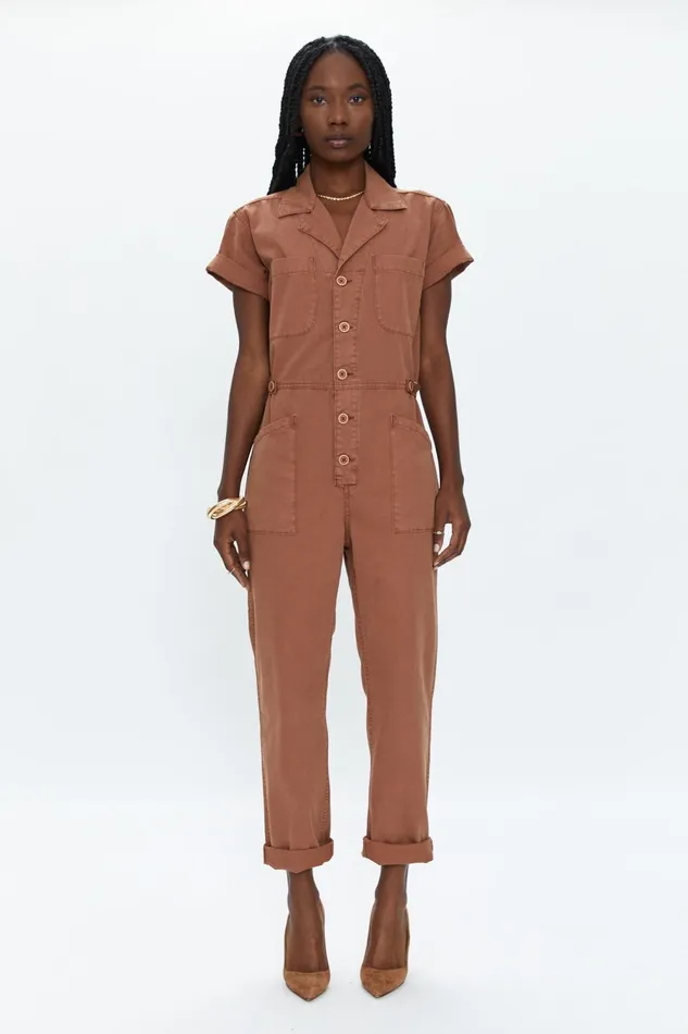 Pistola Denim Grover Short Sleeve Field Suit 8211 Cinnamon Women Jumpsuits and Rompers Pistola Denim Grover Short Sleeve Field Suit 8211 Cinnamon Women Jumpsuits and Rompers