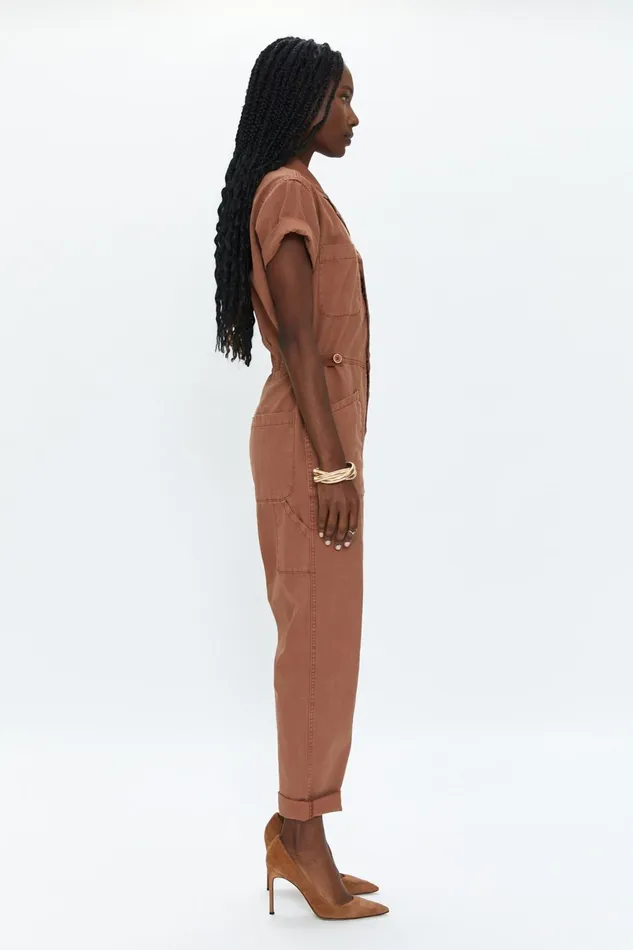 Pistola Denim Grover Short Sleeve Field Suit 8211 Cinnamon Women Jumpsuits and Rompers
