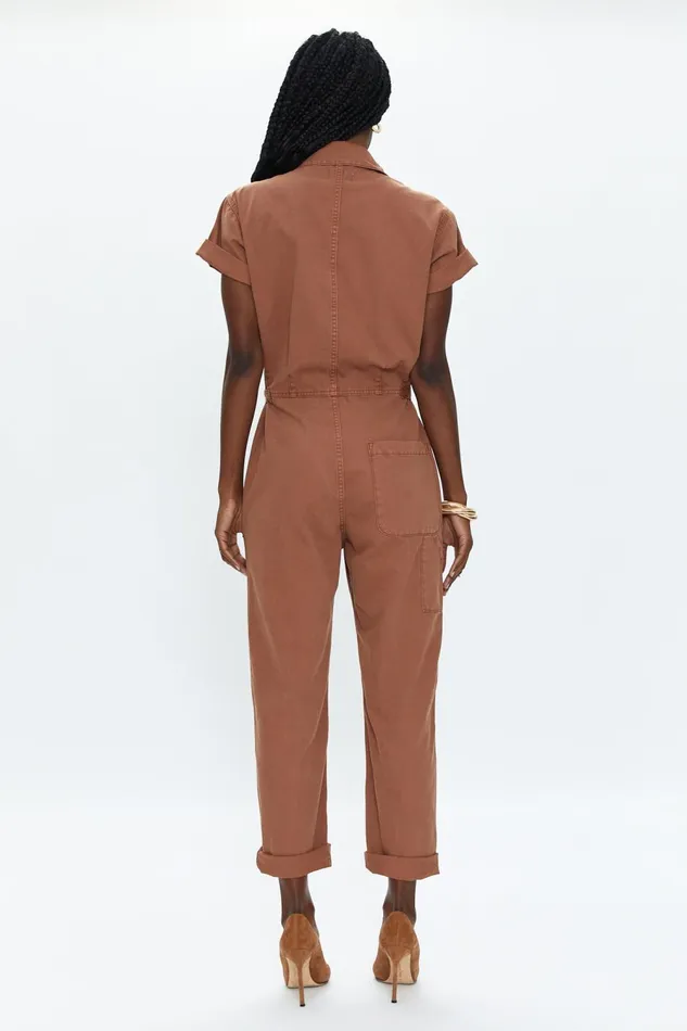 Pistola Denim Grover Short Sleeve Field Suit 8211 Cinnamon Women Jumpsuits and Rompers