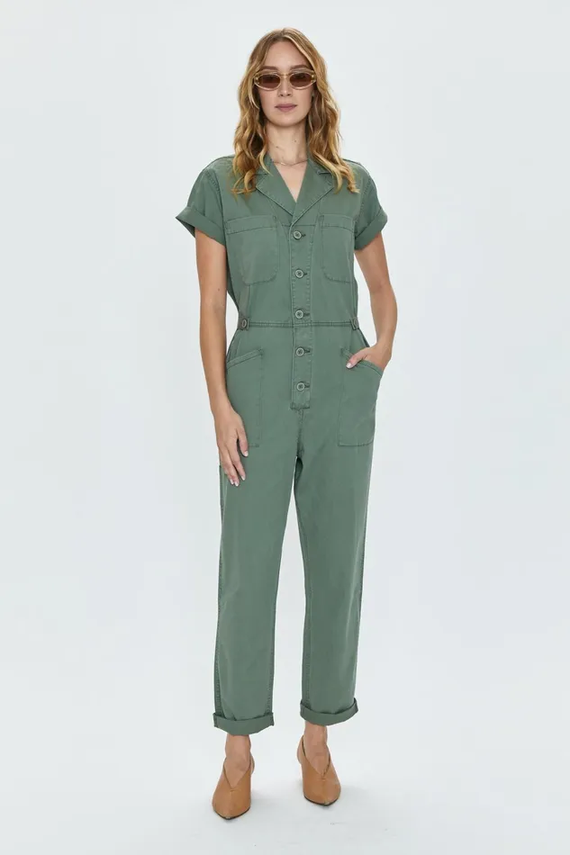 Pistola Denim Grover Short Sleeve Field Suit 8211 Colonel Women Jumpsuits and Rompers