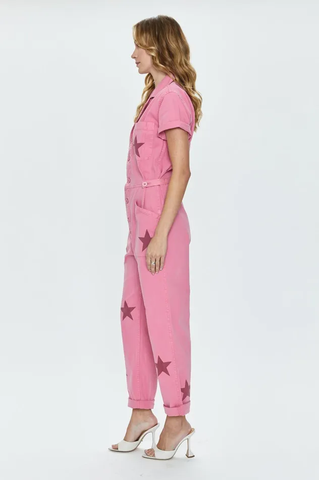 Pistola Denim Grover Short Sleeve Field Suit 8211 Royal Flamingo Women Jumpsuits and Rompers