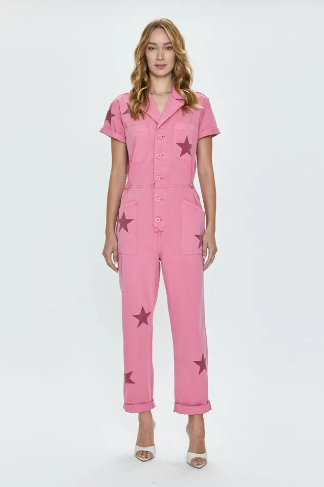 Pistola Denim Grover Short Sleeve Field Suit 8211 Royal Flamingo Women Jumpsuits and Rompers