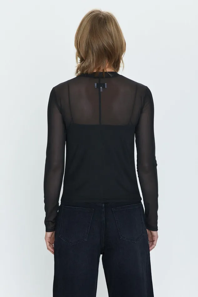 Pistola Denim Gwen Long Sleeve Mesh Top 8211 Noir Women Tops
