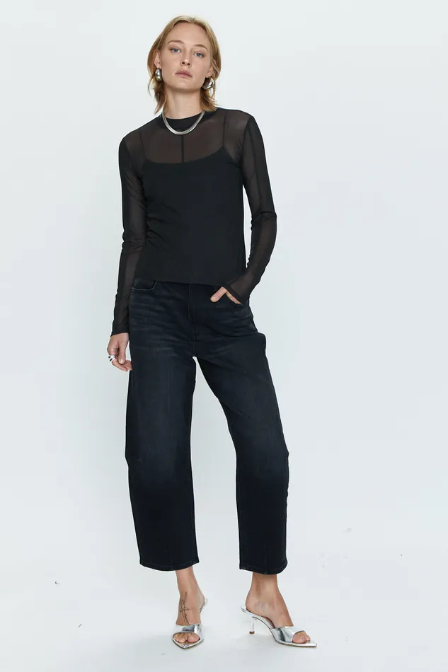 Pistola Denim Gwen Long Sleeve Mesh Top 8211 Noir Women Tops