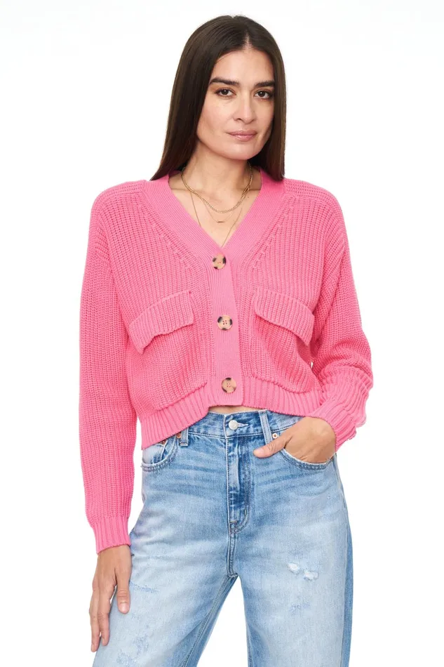 Pistola Denim Harper Utility Cardigan 8211 Bright Pink Women Tops