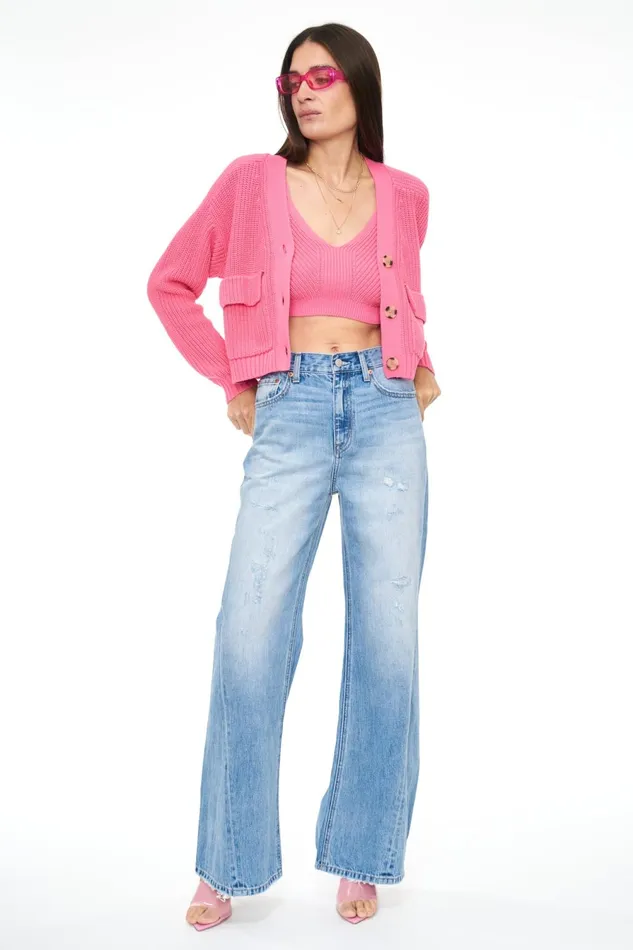 Pistola Denim Harper Utility Cardigan 8211 Bright Pink Women Tops