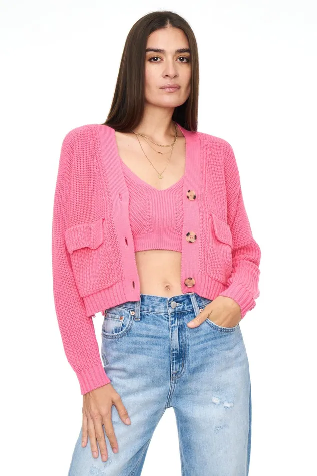Pistola Denim Harper Utility Cardigan 8211 Bright Pink Women Tops