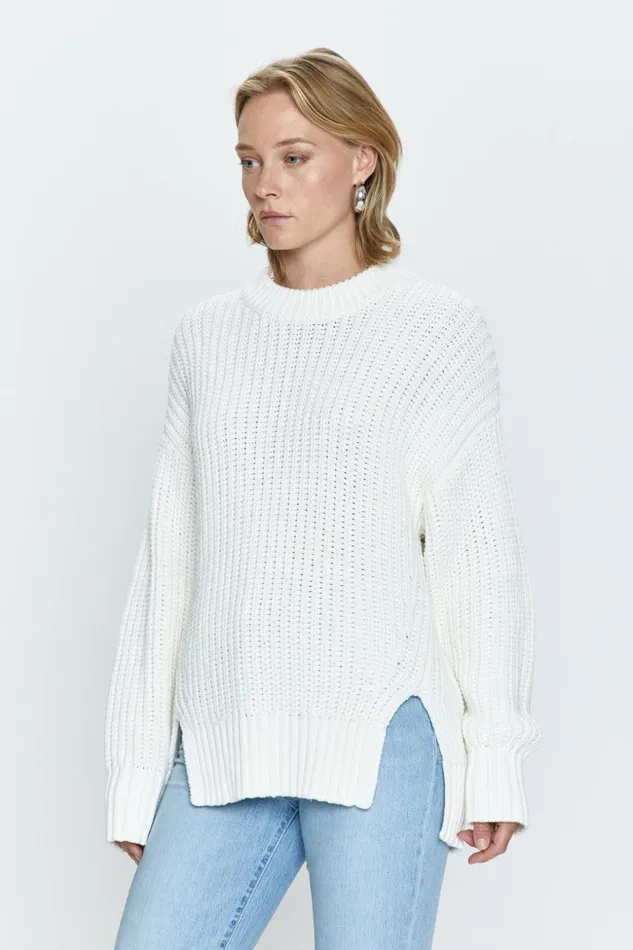 Pistola Denim Helene Split Hem Sweater 8211 Ecru Women Sweaters and Knits