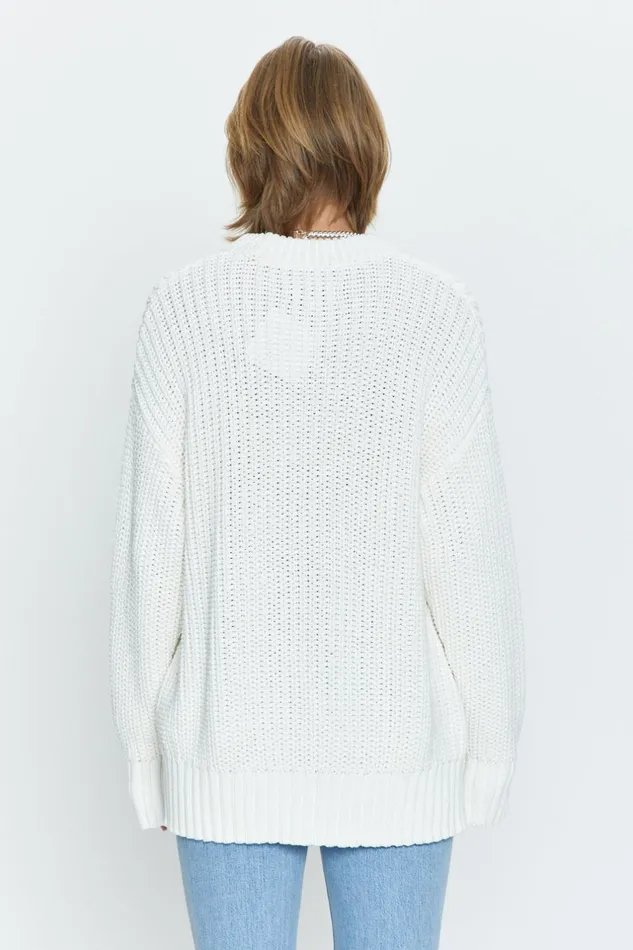 Pistola Denim Helene Split Hem Sweater 8211 Ecru Women Sweaters and Knits