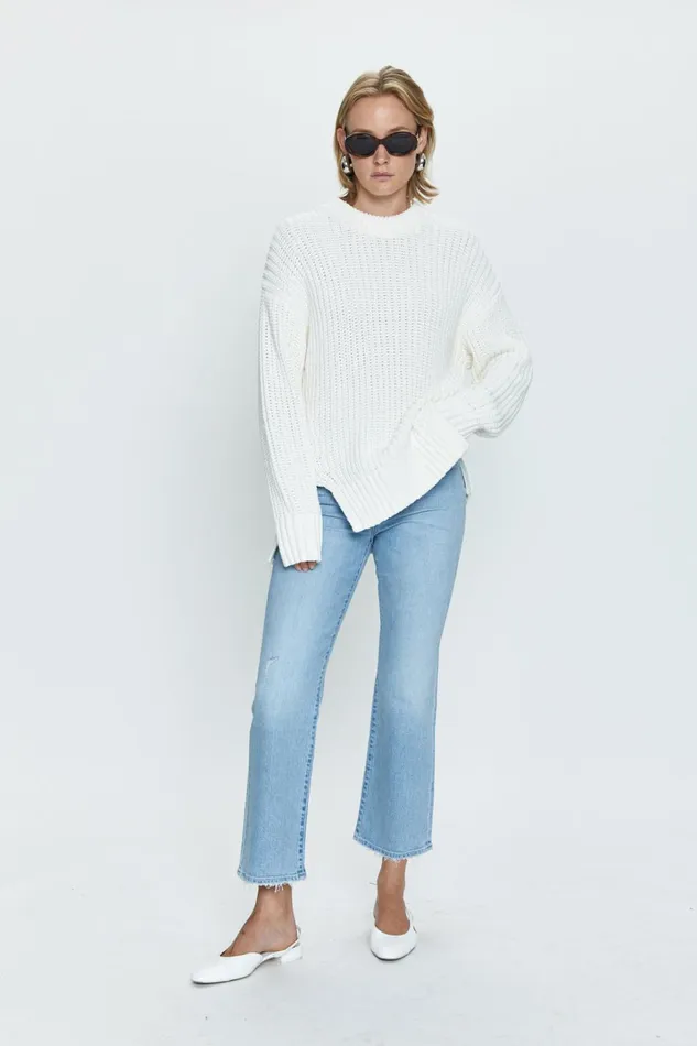 Pistola Denim Helene Split Hem Sweater 8211 Ecru Women Sweaters and Knits