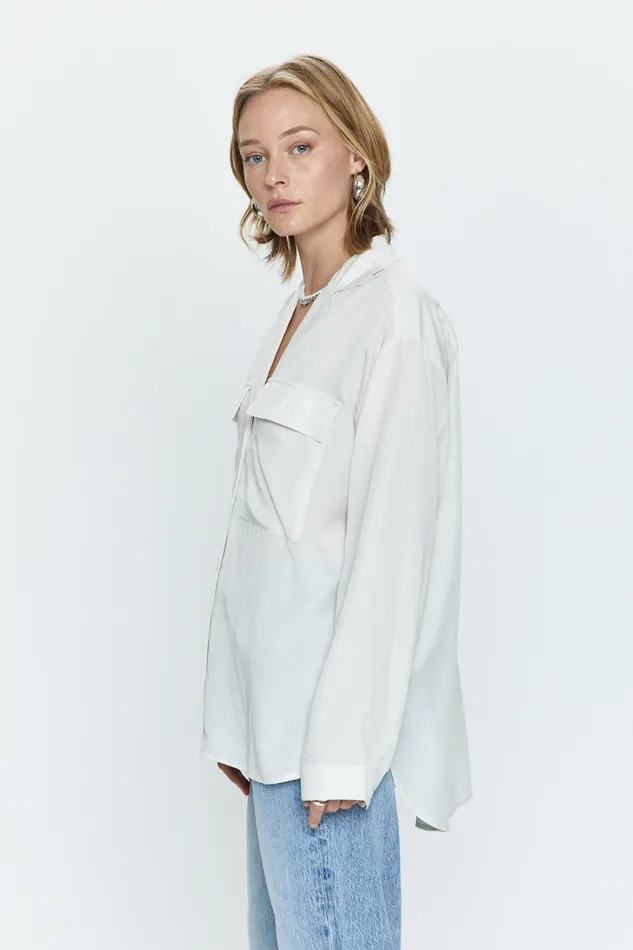 Pistola Denim Irene Effortless Button Down Shirt 8211 Bone Women Tops
