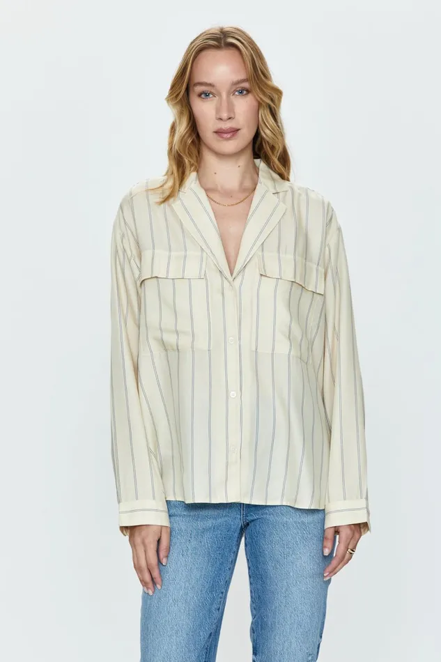 Pistola Denim Irene Shirt 8211 Tan Wide Stripe Women Tops