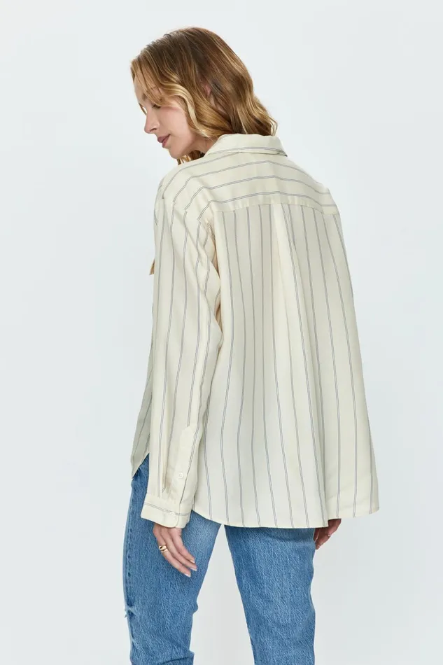Pistola Denim Irene Shirt 8211 Tan Wide Stripe Women Tops