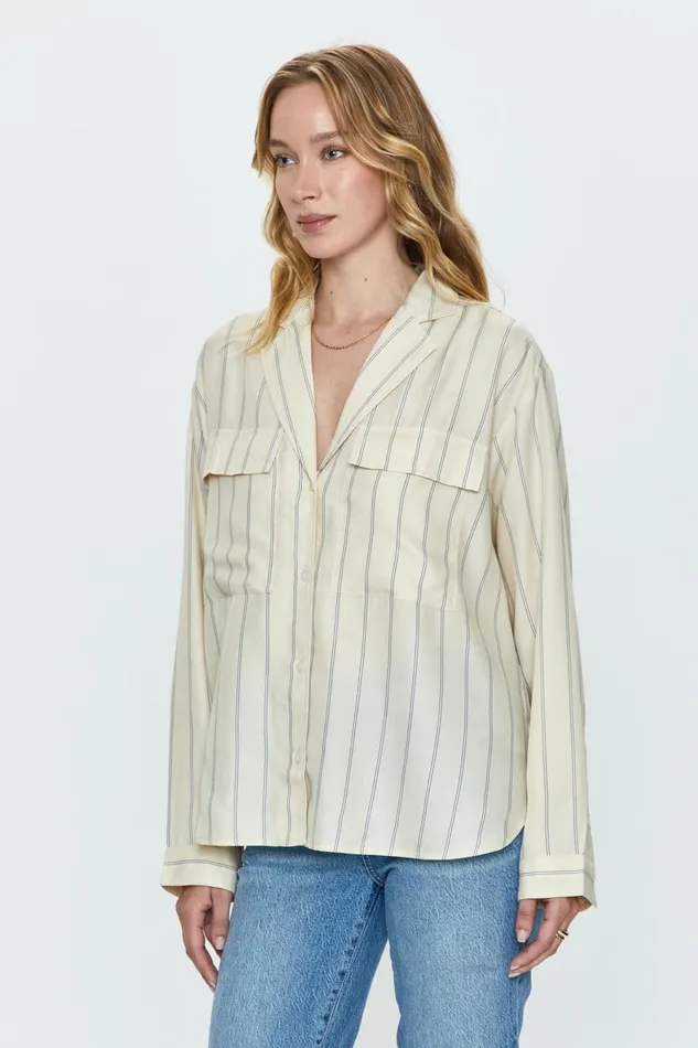Pistola Denim Irene Shirt 8211 Tan Wide Stripe Women Tops