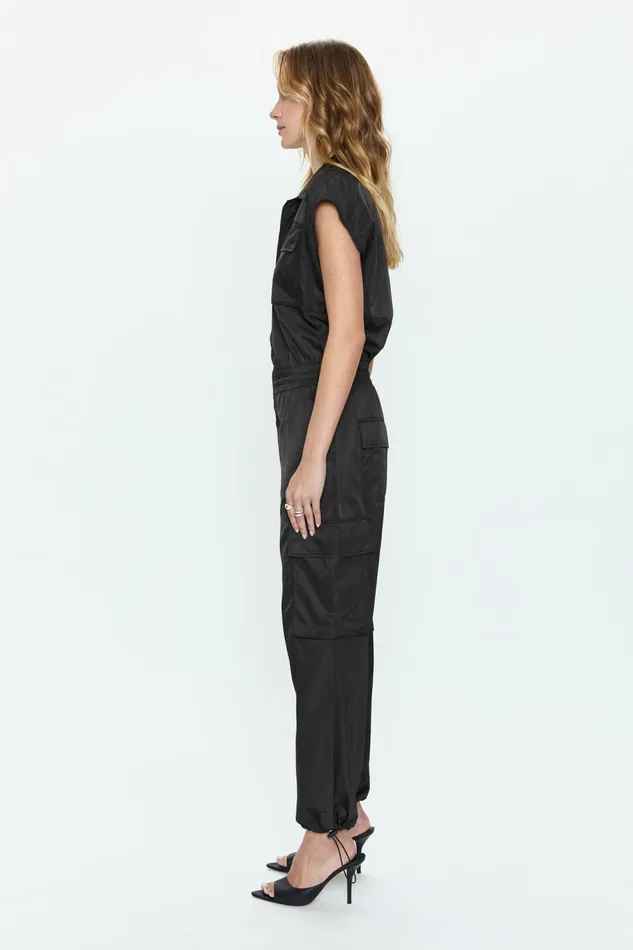 Pistola Denim Jade Cargo Jumpsuit 8211 Black Women Jumpsuits and Rompers