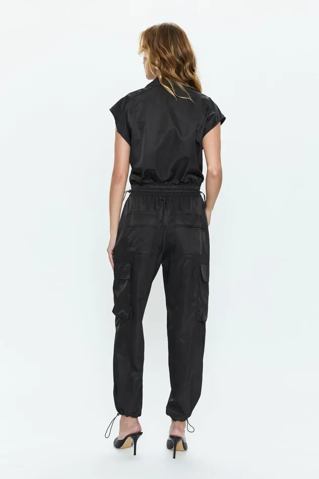 Pistola Denim Jade Cargo Jumpsuit 8211 Black Women Jumpsuits and Rompers