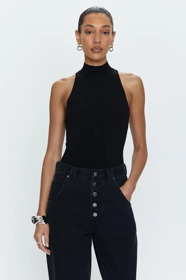 Pistola Denim Janessa Mock Neck Bodysuit 8211 Midnight Women Tops