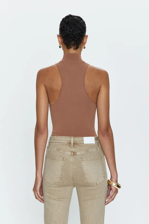 Pistola Denim Janessa Mock Neck Thong Bodysuit 8211 Hazelnut Women Tops