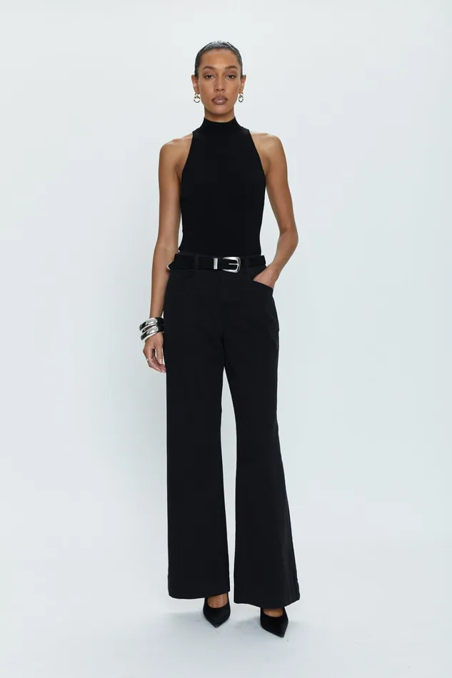 Pistola Denim Jasmine High Rise Wide Leg Trouser 8211 Black Women Pants