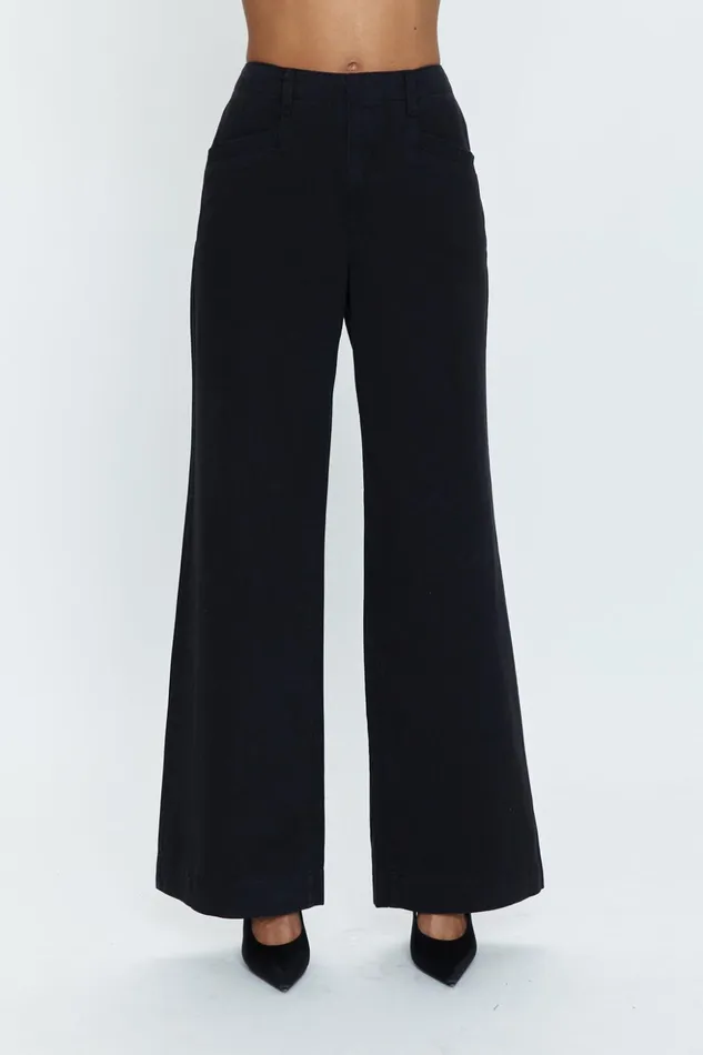 Pistola Denim Jasmine High Rise Wide Leg Trouser 8211 Black Women Pants