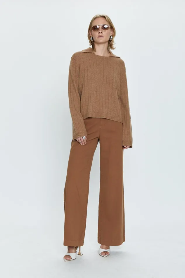 Pistola Denim Jasmine High Rise Wide Leg Trouser 8211 Sepia Women Pants