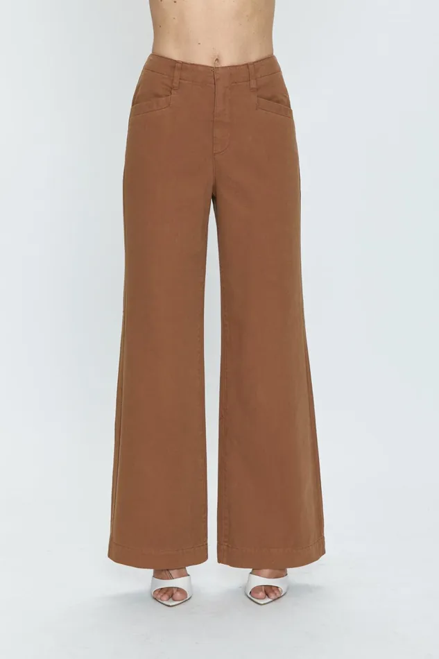 Pistola Denim Jasmine High Rise Wide Leg Trouser 8211 Sepia Women Pants