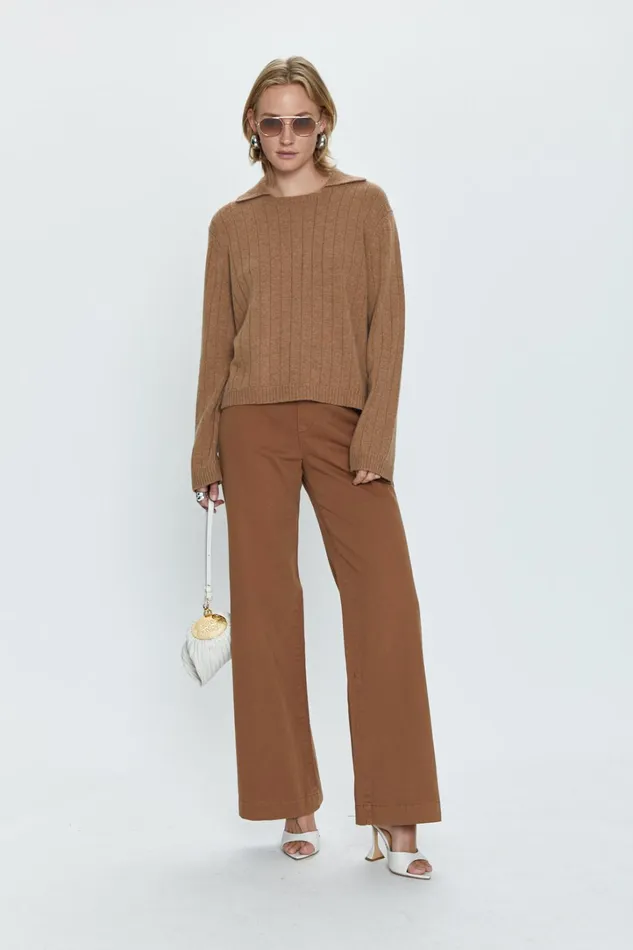 Pistola Denim Jasmine High Rise Wide Leg Trouser 8211 Sepia Women Pants