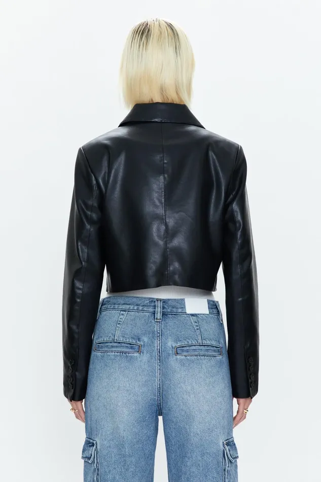 Pistola Denim Jolie Cropped Blazer 8211 Noir Women Jackets and Outerwear