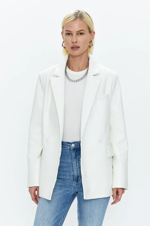 Pistola Denim Joni Fitted Blazer 8211 Ivory Women Jackets and Outerwear