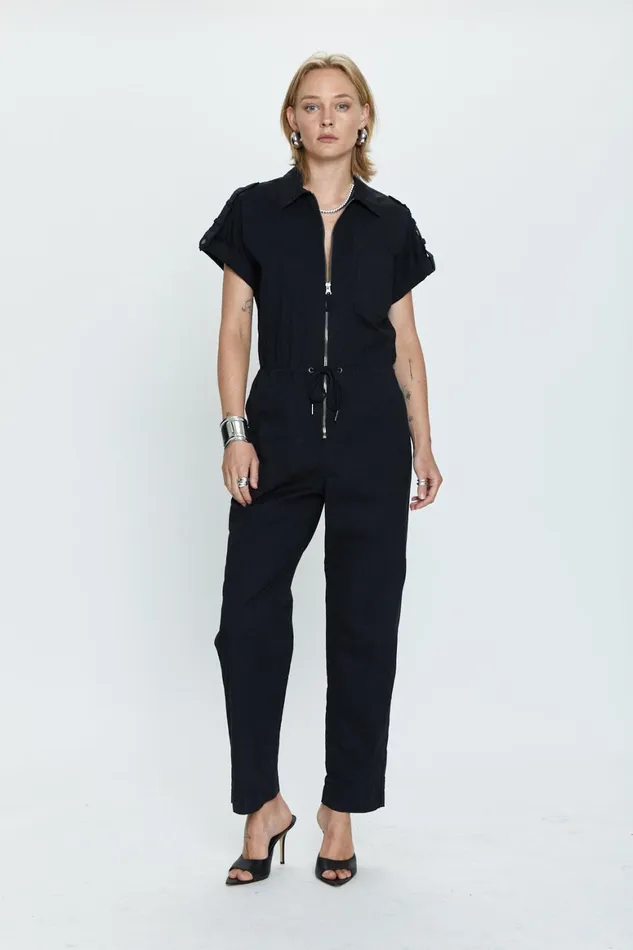 Pistola Denim Jordan Short Sleeve Zip Front Jumpsuit 8211 Fade To Black Women Jumpsuits and Rompers Pistola Denim Jordan Short Sleeve Zip Front Jumpsuit 8211 Fade To Black Women Jumpsuits and Rompers
