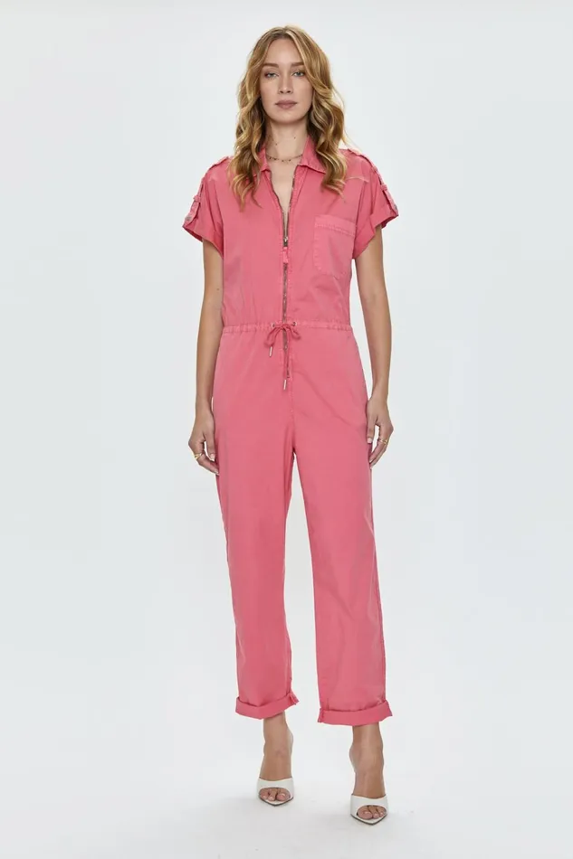 Pistola Denim Jordan Short Sleeve Zip Front Jumpsuit 8211 Pink Punch Women Jumpsuits and Rompers Pistola Denim Jordan Short Sleeve Zip Front Jumpsuit 8211 Pink Punch Women Jumpsuits and Rompers