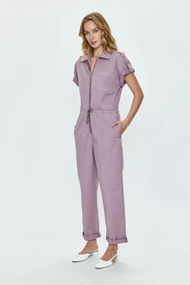 Pistola Denim Jordan Zip Front Jumpsuit 8211 Lilac Dust Women Jumpsuits and Rompers