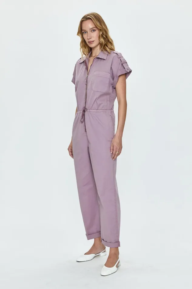 Pistola Denim Jordan Zip Front Jumpsuit 8211 Lilac Dust Women Jumpsuits and Rompers