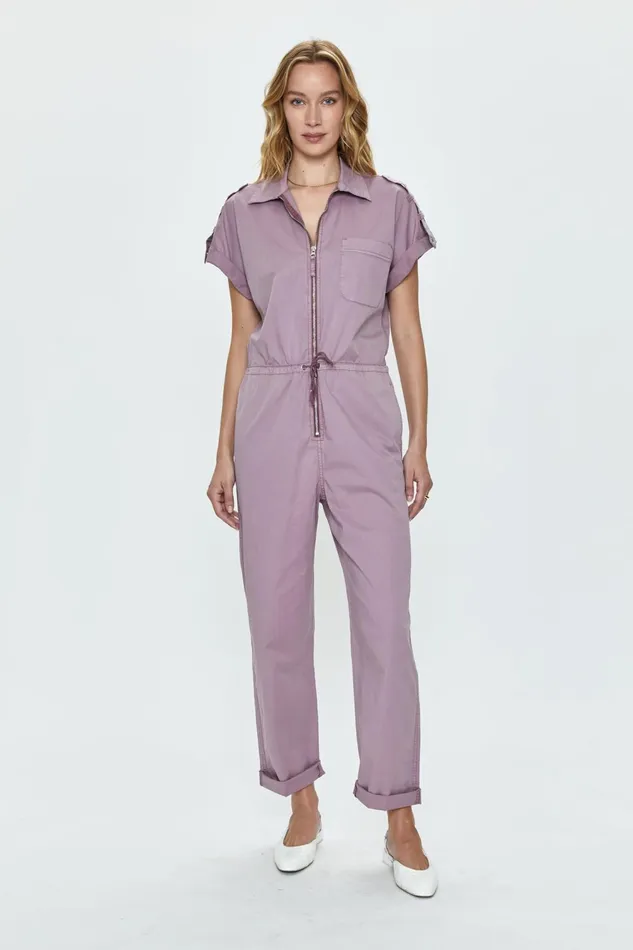 Pistola Denim Jordan Zip Front Jumpsuit 8211 Lilac Dust Women Jumpsuits and Rompers