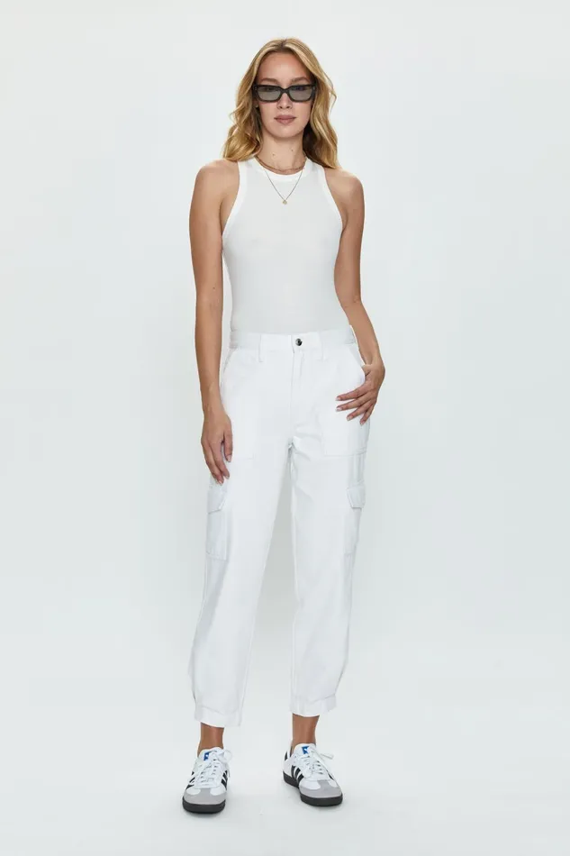 Pistola Denim Josephine High Rise Tapered Cargo 8211 White Women Pants