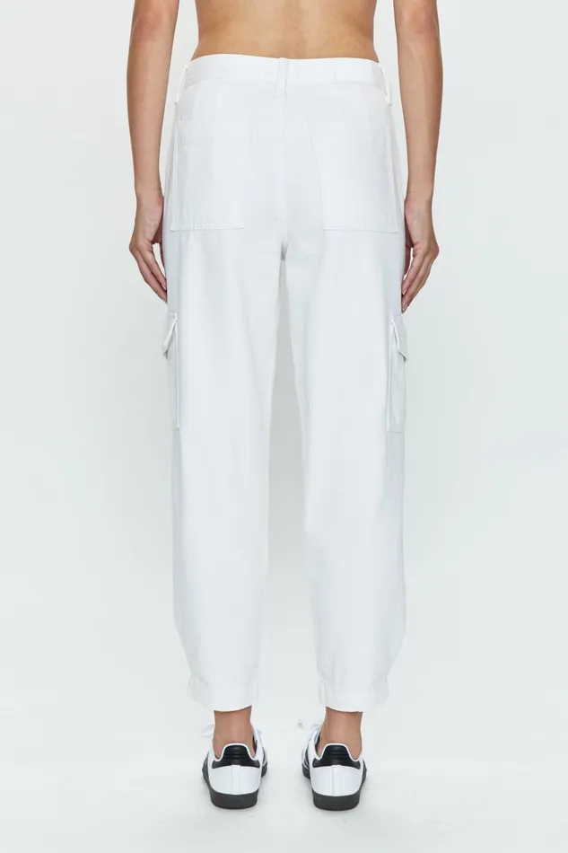 Pistola Denim Josephine High Rise Tapered Cargo 8211 White Women Pants
