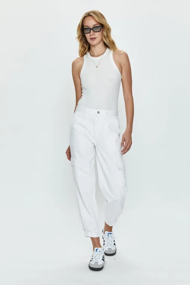 Pistola Denim Josephine High Rise Tapered Cargo 8211 White Women Pants