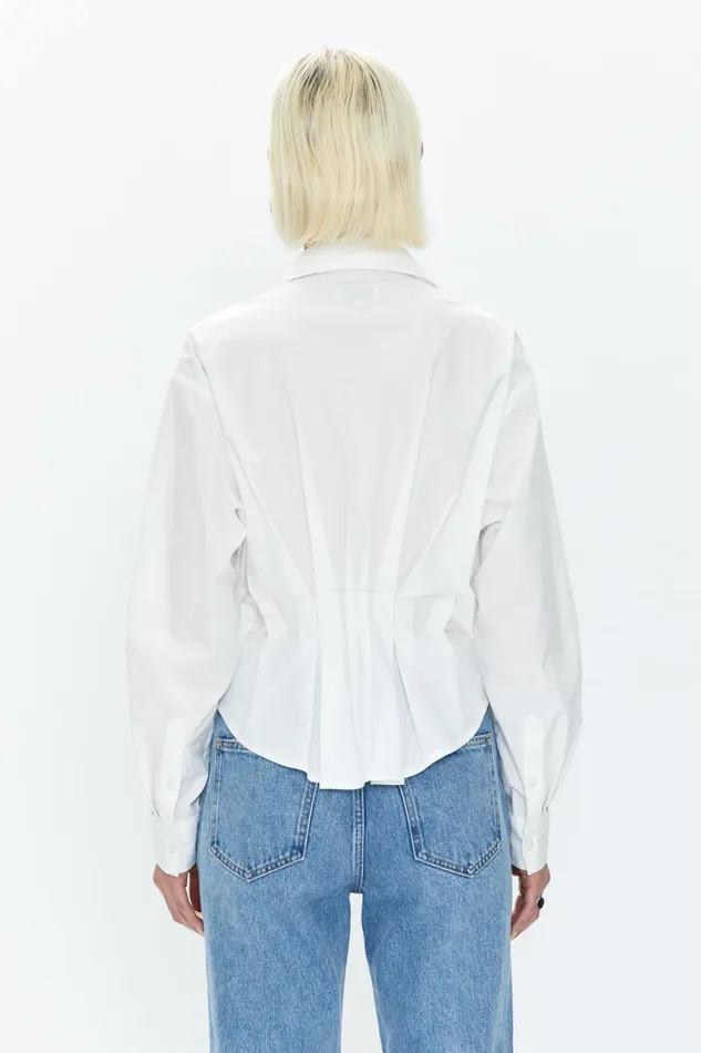 Pistola Denim Julie Pleated Button Down Shirt 8211 Le Blanc Women Tops